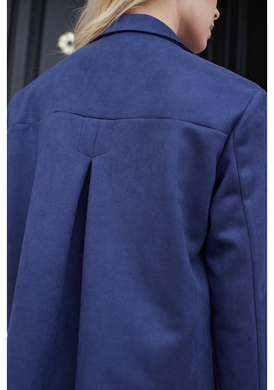 Kadın Yakalı Rahat Kesim Uzun Kol Hafif Likralı Süet Kumaş Düğmeli Cepli Blazer Ceket-lacivert Lacivert Kadın Yakalı Rahat Kesim Uzun Kol Hafif Likralı Süet Kumaş Düğmeli Cepli Blazer Ceket-lacivert Lacivert