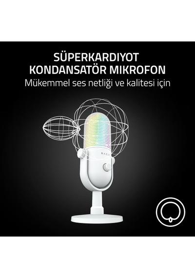 Seiren V3 Chroma - Rgb Usb Mikrofon - Tap-to-mute Özellikli Süperkardioid Kondenser Mikrofon Reaktif Aydınlatma, Dij Diğer