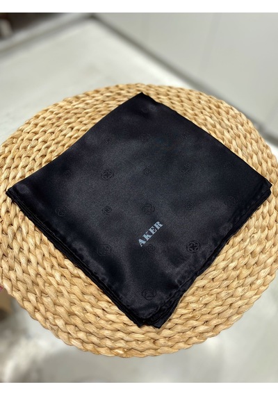 Aker Siyah İpek Eşarp Monogram Jakar