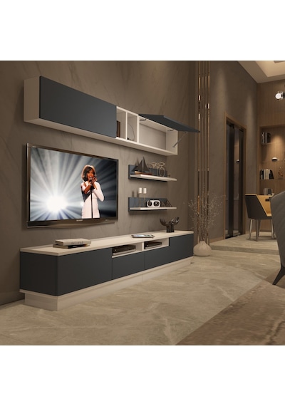Decoraktiv Trendstyle 5220s Mdf Tv Ünitesi Tv Sehpası - Beyaz Antrasit Beyaz - Antrasit Decoraktiv Trendstyle 5220s Mdf Tv Ünitesi Tv Sehpası - Beyaz Antrasit Beyaz - Antrasit