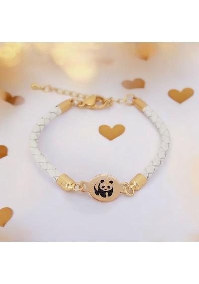 Panda Temalı Oval Motifli 14 Ayar Altın Plakalı Doğal Beyaz Derili Hediye Bileklik-529sembol Panda Temalı Panda Temalı Oval Motifli 14 Ayar Altın Plakalı Doğal Beyaz Derili Hediye Bileklik-529sembol Panda Temalı