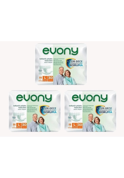 Evony Belbantlı Yetişkin Hasta Bezi Large 90 Adet 3x30 Paket L