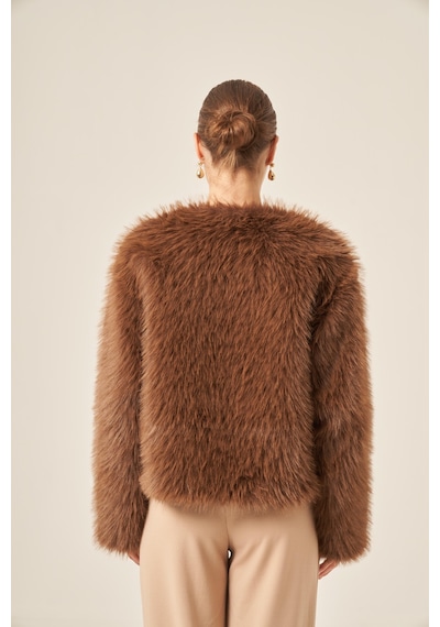Ftz Women Kadın Peluş Mont Kahve 31241 Kahverengi