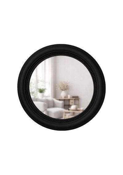 Dekoratif Yuvarlak Duvar Aynası 50 Cm Modern Çerçeveli Ayna, Salon Antre Banyo İçin Siyah Diğer