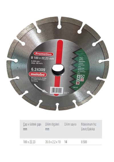 Metabo 24309 Elmas Daire Testere Bıçağı 180 Mm