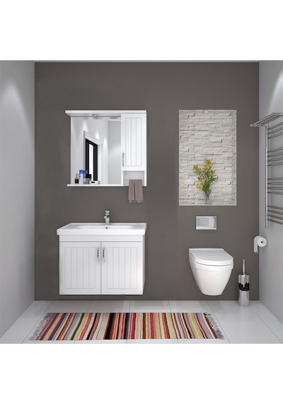 Denko Lotus 80 Cm Mdf, Lake Banyo Dolabı Takımı Çok Renkli