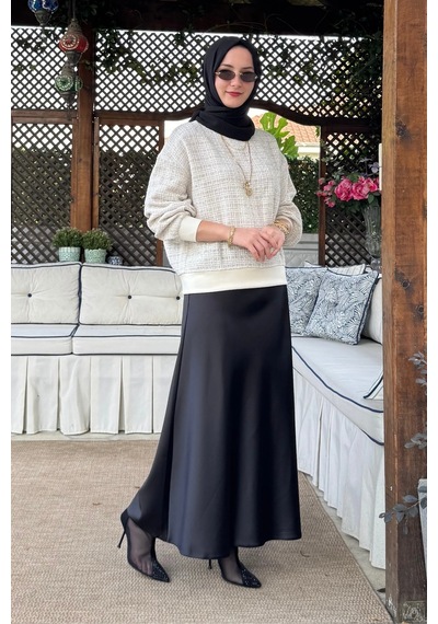 Rabia Şamlı Tanem Tüvit-saten Etekli Takım Ekru Normal