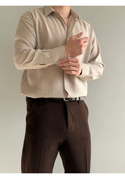 Relaxed Fit Hafif Rahat Modal Kumaş Gömlek Krem