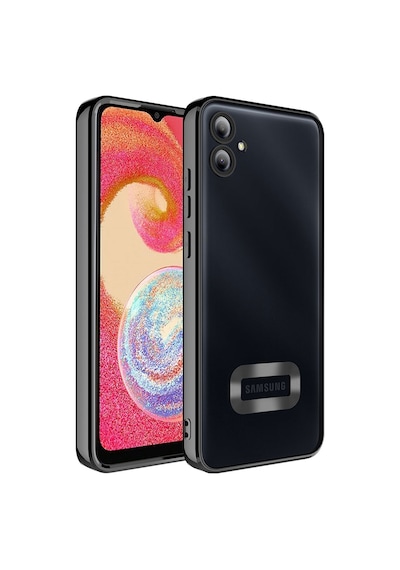 Zore Samsung Galaxy Uyumlu A04e Kılıf Kamera Korumalı Logo Gösteren Omsy Omega Kapak - Siyah
