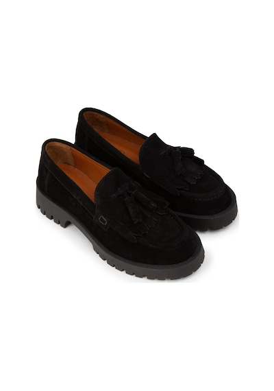 Deery Kadın Hakiki Süet Siyah Püsküllü Loafer - 02033zsyhc01 Siyah