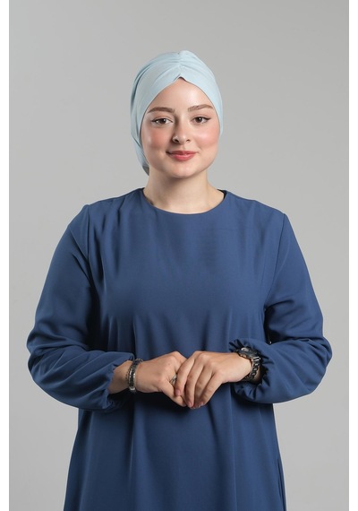 Hürrem Bone Bebe Mavisi Pratik Hazır Geçmeli Tesettür Bone Sandy Büzgülü Salaş 2119 11 Bebe Mavisi