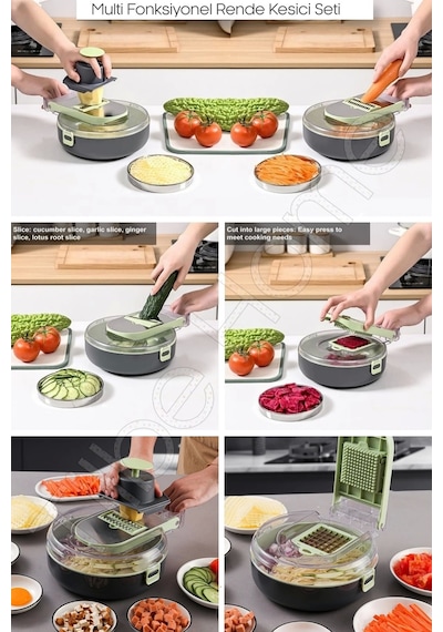 Tilbe Home Vegetable Cutter Pro Rende Sebze Doğrayıcı Dilimleyici Hazneli Soğan Küp Kesici Dicer Ren Renkli