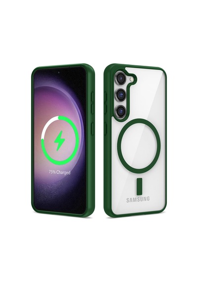 Zore Galaxy S22 Uyumlu Magsafe Wireless Şarj Özellikli Silikon Nvth Ege Kılıf-yeşil