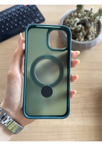 Apple Uyumlu iPhone 15 Standlı Ve Magsafe Kılıf Soocase622 Yeşil