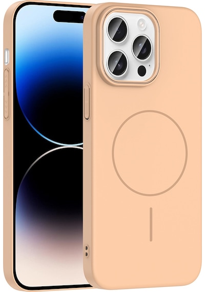 Apple Uyumlu iPhone 14 Pro Max Kılıf M-safe Şarj Özellikli Zore Ruby Sert Kapak Desert Titanyum