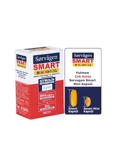 Sorvagen Smart Mini Kapsül Sitikolin Dha Omega 3 ve B12 60 Kapsül