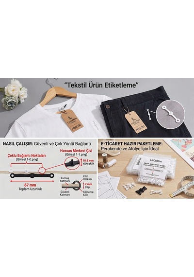 Luluyen Plastik Güvenlik Kilidi Etiket Sabitleyici 67 Mm Tek Kullanımlık Tekstil Ürün Paket Kilidi 100 Adet Trim Klipsi Perçin