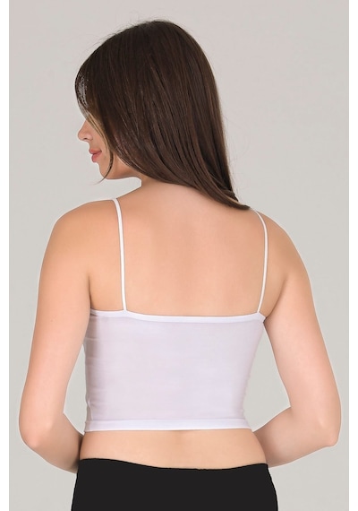 Sensu Kadın Ip Askılı Beyaz Crop Büstiyer - Bst1002 Beyaz