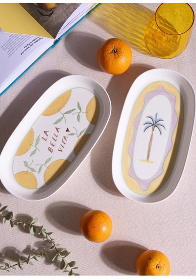 The Mia Itl0018 Italian Summer Oval Servis Tabağı 2li 23 Cm Krem