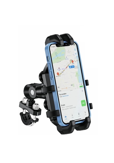 H180 Titreşim Önleyici Damperli Motosiklet Telefon Tutucu Gidona Bağlantılı Bisiklet-e Scooter Mat Siyah