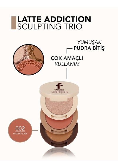Flormar Latte 3 Katlı Allık & Aydınlatıcı & Bronzer Paleti 002mystrydrıp