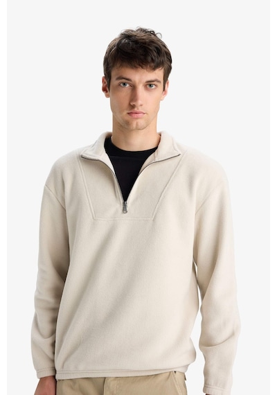 Defacto Boxy Fit Dik Yaka Yarım Fermuarlı Polar Sweatshirt E8632ax25wnbg721 Bej