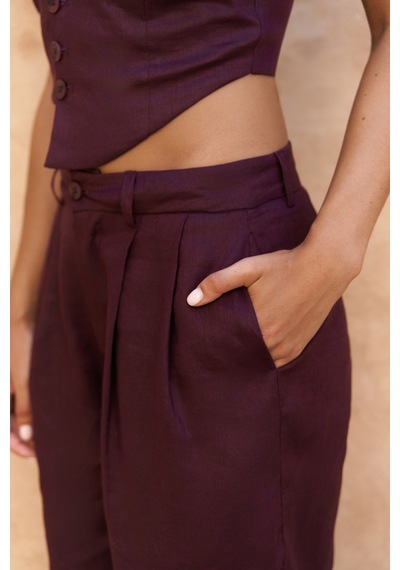 Mai Collection Mai Studios Co. Lvdovila Bordo Keten Crop Yelek Pantolon Takım Bordo Mai Collection Mai Studios Co. Lvdovila Bordo Keten Crop Yelek Pantolon Takım Bordo