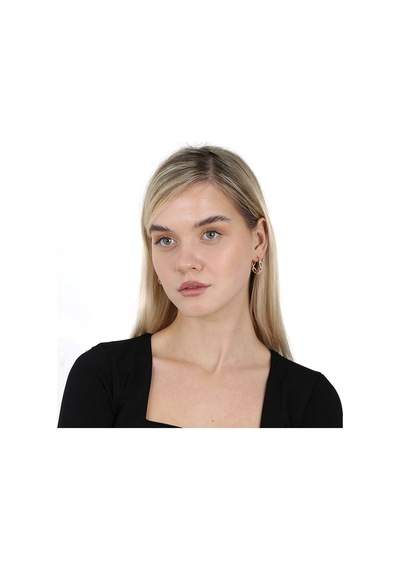 Tesbihane Beyaz Zirkon Taşlı Diamond Cut Tasarım Rose Renk 925 Ayar Gümüş Kadın Küpe