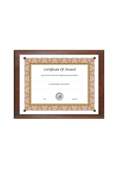 Walnut - 18811m Award-a-plaque Document Holder Acrylic/plastic 10-1/2 X 13 Walnut