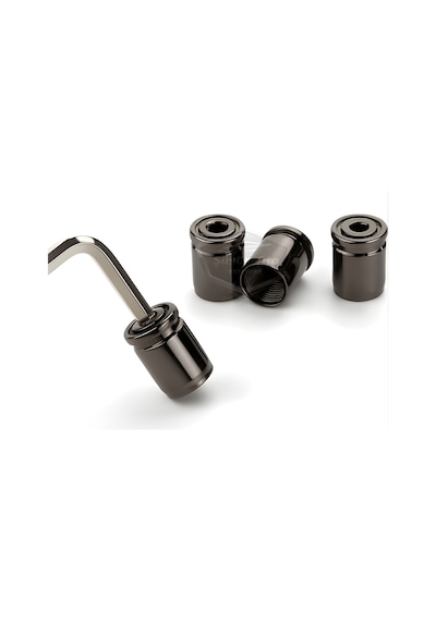 Kilitlemeli Sibop Kapağı Alyanlı Sibop Kapağı Araba Motosiklet Bisiklet Metal Sıkmalı Siyah 4 Lü Set 00 Şüscaroto Aksesuar