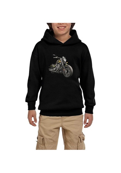 Zepplin Giyim Kruvazör Motosiklet Siyah Çocuk Kapşonlu Sweatshirt Siyah