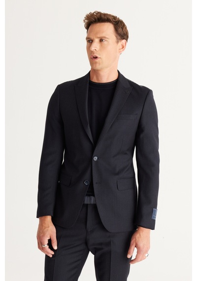 AC&Co / Altınyıldız Classics Erkek K.lacı Slim Fit Dar Kesim Kırlangıç Yaka %100 Yün Çizgili Takım Elbise K.lacı AC&Co / Altınyıldız Classics Erkek K.lacı Slim Fit Dar Kesim Kırlangıç Yaka %100 Yün Çizgili Takım Elbise K.lacı