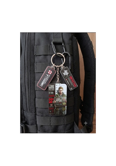 Owl Bag Resident Evil Ethan Winters Karakteri Desenli Acrylic Anahtarlık Çanta Süsü Çok Renkli