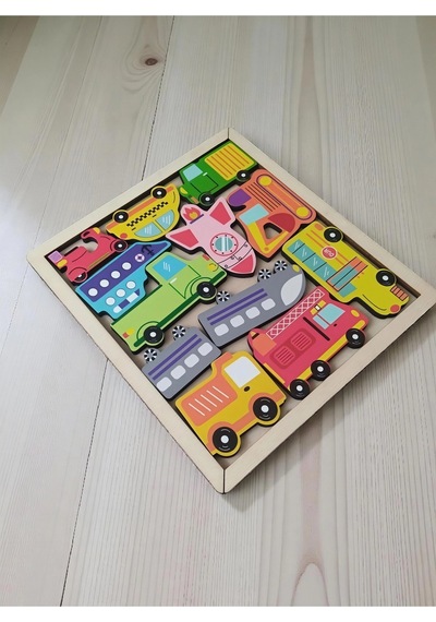 Araçlar Renkli Puzzle Ahşap Oyuncak