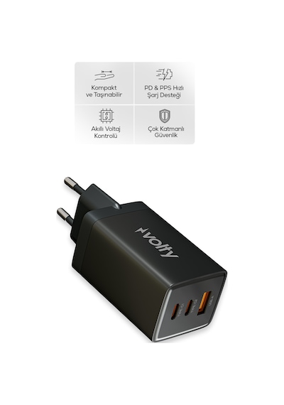 Hızlı Şarj Adaptörü 67w Gan + Type-c Kablo 100w Pd 3 Port, İphone & Samsung Uyumlu V0102011