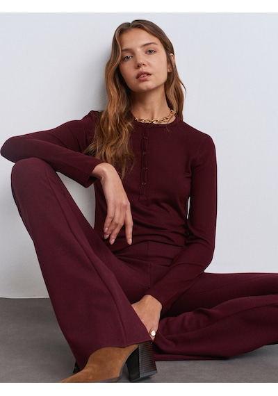 Dilvin 31544 Düğmeli Uzun Kollu Top-bordo Bordo Dilvin 31544 Düğmeli Uzun Kollu Top-bordo Bordo
