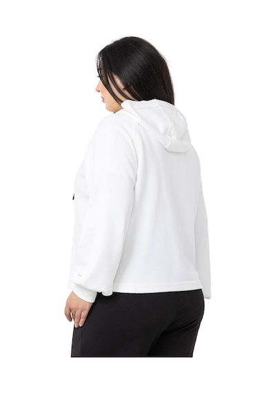 Büyük Beden Kapüşonlu Fermuarlı Üç İplik Beyaz Sweatshirt-beyaz Beyaz Büyük Beden Kapüşonlu Fermuarlı Üç İplik Beyaz Sweatshirt-beyaz Beyaz
