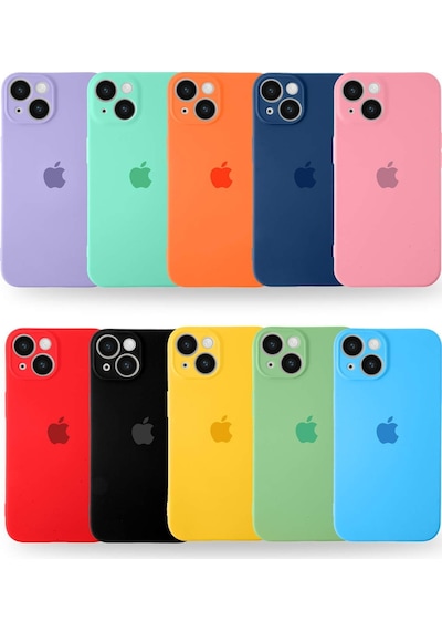Apple Uyumlu iPhone 14 Kılıf Logolu Kamera Korumalı Altı Kapalı İçi Kadife Lansman Kapak - Kırmızı