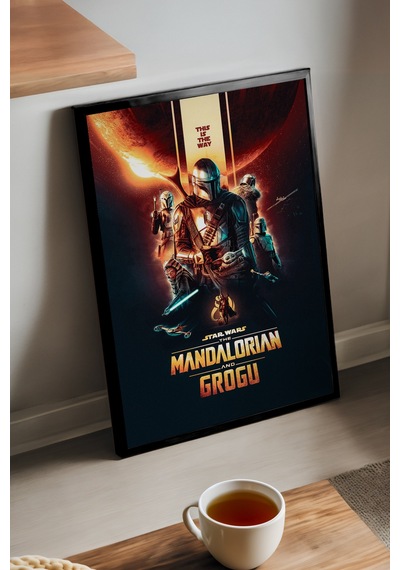 Mandalorian Siyah Ahşap Çerçeveli Poster, Film Duvar Tablosu