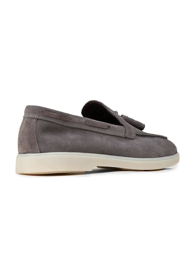 Deery Erkek Hakiki Süet Gri Püsküllü Loafer - 02027mgrıc01