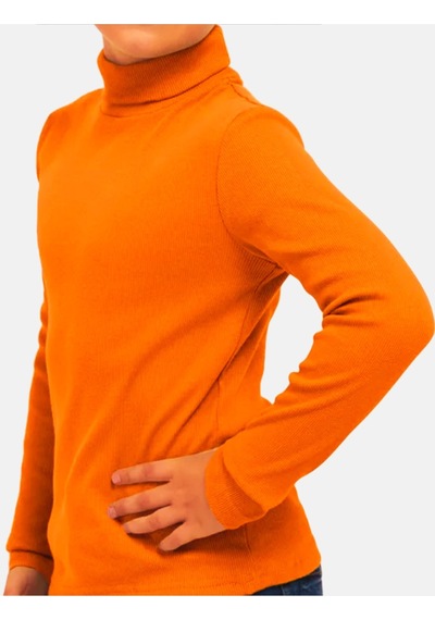 Alya Underwear Balıkçı Yaka Pamuklu Fitilli Kumaş Çocuk Kaşkorse Unisex Body Turuncu