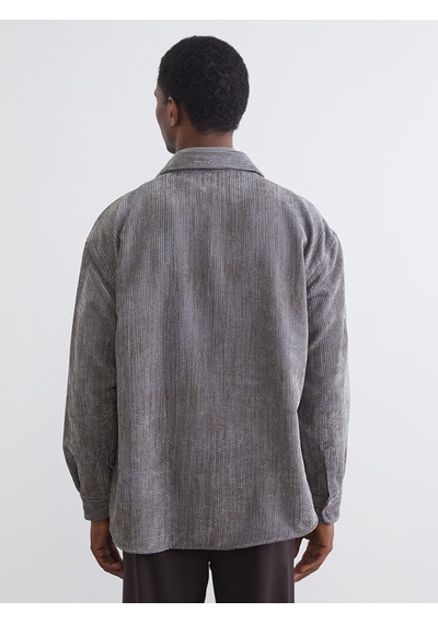 Lcw Vision Gri Regular Fit Kadife Erkek Gömlek