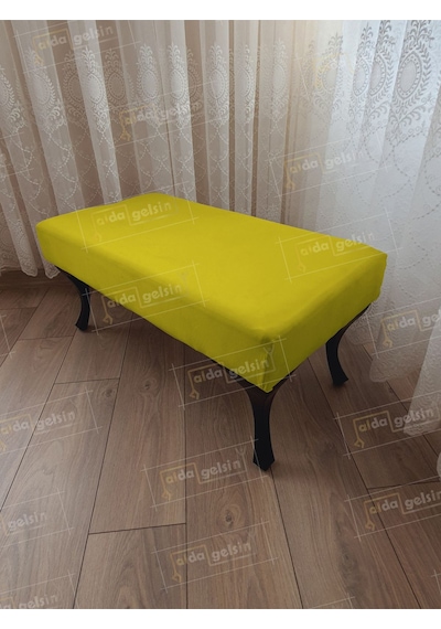 Ayak Ucu Kapı Önü Antre Düz Bench Puf Orta Sehpa Siyah Ayak 100 45 Sarı