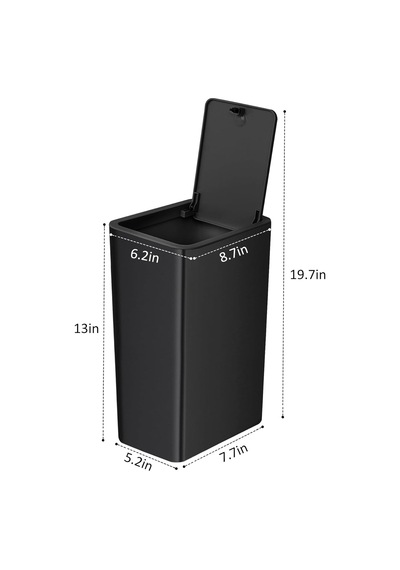 Kapaklı Banyo Çöp Kovası, 10 Litre / 2,6 Galon İnce Çöp Kovası, Mutfak, Yatak Odası, Oturma Odası, Ofis İçin Diğer