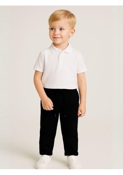 Zekids Çocuk Beli Lastikli Jogger Eşofman Alt-16089 Siyah