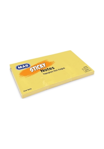 Mas Postit 35x51 Yapışkanlı Not Kağıdı 100 Sayfa 3 Lü Pastel Sarı - 2 Adet