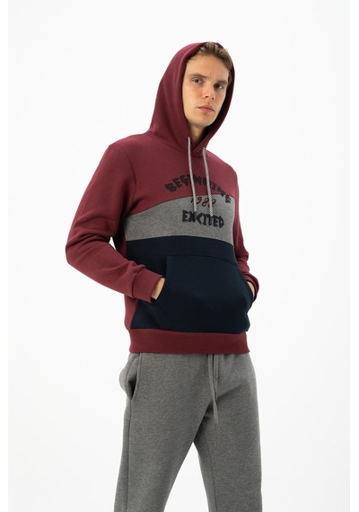 AR-MA Arma Erkek Kanguru Cepli Kapüşonlu Sweatshirt K24254928701 Bordo