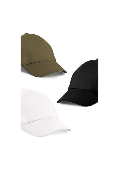 Unisex 3'lü Set Haki,beyaz Ve Siyah Renk Beyzbol Şapka - Unisex Çok Renkli