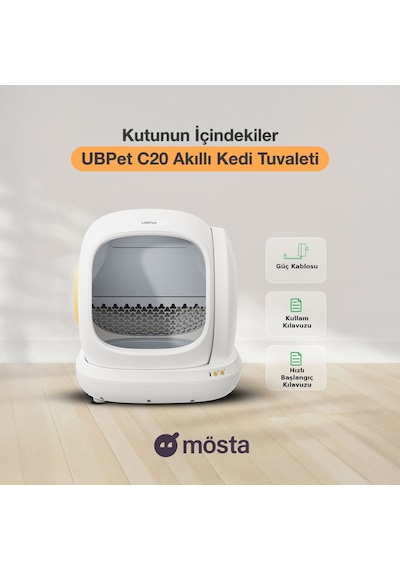 UBPet C20 Akıllı Otomatik Kedi Tuvaleti | App Kontrol, Otomatik Temizleme, 38DB Sessiz, Ağırlık Sensörü