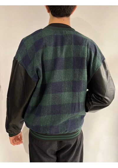 Ertaştrendstore Erkek Pötikare Desen Nakışlı Kolej Ceket - Haki Çoklu Renk